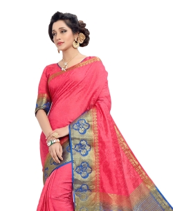 Pink Jacquard Silk Jacquard Traditional Sarees