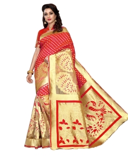 Red Banarasi Silk Jacquard Traditional Sarees