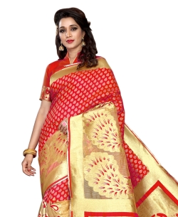 Red Banarasi Silk Jacquard Traditional Sarees