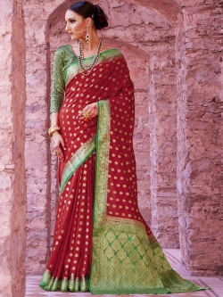 Maroon Silk Jacquard Traditional Sarees