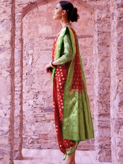 Maroon Silk Jacquard Traditional Sarees