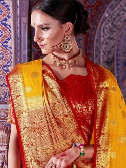 Yellow Silk Jacquard Traditional Sarees
