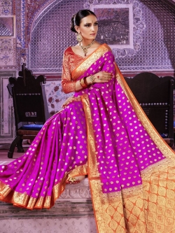 Magenta Silk Jacquard Traditional Sarees