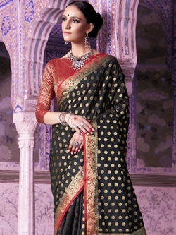 Black Silk Jacquard Traditional Sarees