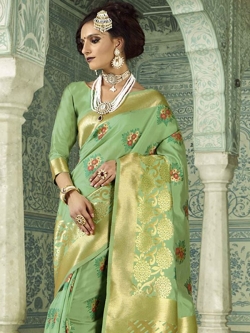 Green Silk Handloom Traditional Sarees