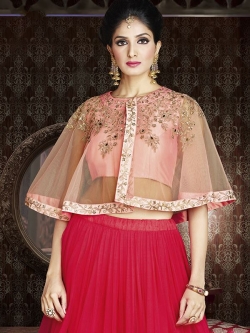 Pink Satin Solid A Line Lehengas