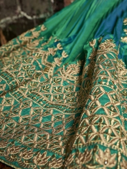 Green Sultani Silk Zari Embroidered Anarkali Suits