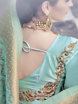 Blue Satin Embroidered A Line Lehengas