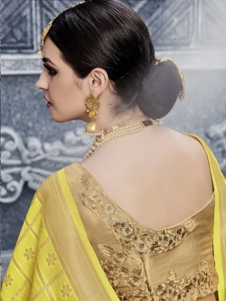 Yellow Silk Embroidered A Line Lehengas