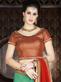 Red Banglori Silk Jacquard A Line Lehengas