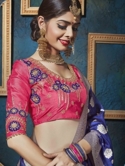 Pink Banglori Silk Floral Embrodiered A Line Lehengas