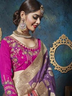 Magenta Banglori Silk Floral Embrodiered A Line Lehengas