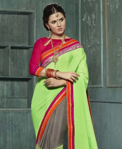 Multi Color Chiffon Moti, Embroidery, Moti,Zari,Art Silk Lace Border Work. Designer Sarees