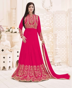 Pink Georgette Zari Embroidered Anarkali Suits