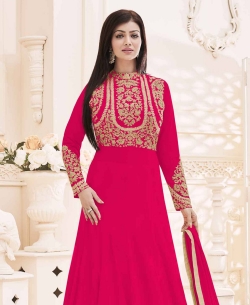 Pink Georgette Zari Embroidered Anarkali Suits