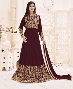 Brown Georgette Zari Embroidered Anarkali Suits
