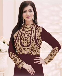 Brown Georgette Zari Embroidered Anarkali Suits