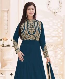 Teal Georgette Zari Embroidered Anarkali Suits