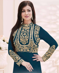 Teal Georgette Zari Embroidered Anarkali Suits