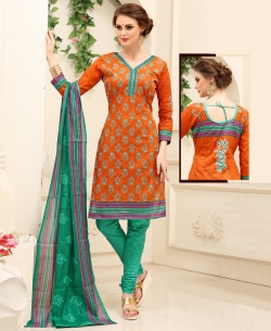 Multicolor Cotton Printed Chudidhar Suits