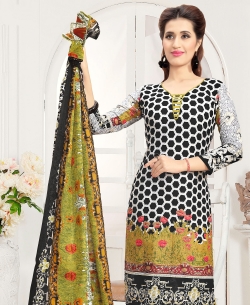 Black & Green Cotton Printed Chudidhar Suits