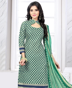 Green Cotton Printed Chudidhar Suits