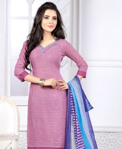 Pink Cotton Printed Chudidhar Suits