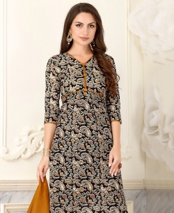 Black Cotton Printed Chudidhar Suits