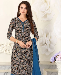 Black Cotton Printed Chudidhar Suits