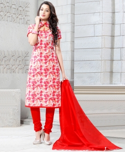 Pink Cotton Printed Chudidhar Suits