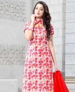 Pink Cotton Printed Chudidhar Suits