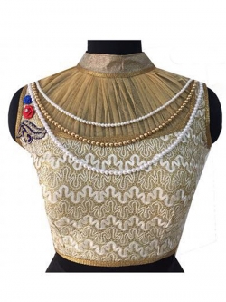 Golden Art Silk, Nett Embroidery Work & Mirror, Diamond Work Blouses