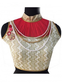 Golden Art Silk, Nett Embroidery Work & Mirror, Diamond Work Blouses