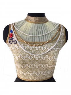 Golden Art Silk, Nett Embroidery Work & Mirror, Diamond Work Blouses