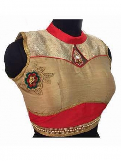Golden Banglori Silk Embroidery Work & Pearl, Diamond Work Blouses