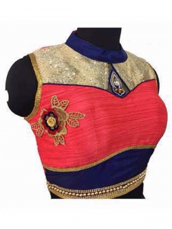 Multicolor Banglori Silk Embroidery Work & Pearl, Diamond Work Blouses