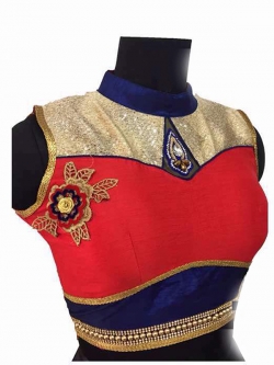 Multicolor Banglori Silk Embroidery Work & Pearl, Diamond Work Blouses