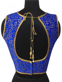 Blue Jacquard, Net Embroidery Work & Diamond Work Blouses