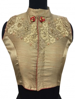 Golden Malbari Silk Resham & Diamond Work Blouses