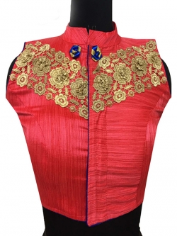 Pink Malbari Silk Resham & Diamond Work Blouses