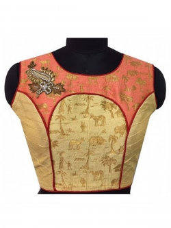 Golden Jacquard Diamond Work, Pearl & Resham Blouses
