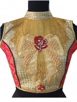 Golden Jacquard, Net Embroidery Work & Pearl, Resham Diamond Work Blouses