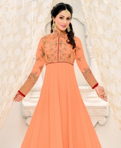 Light Orange Georgette Printed Salwar Suits