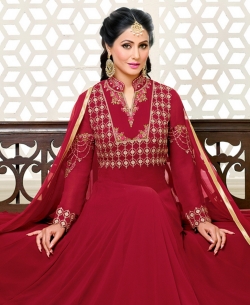 Maroon Georgette Printed Salwar Suits