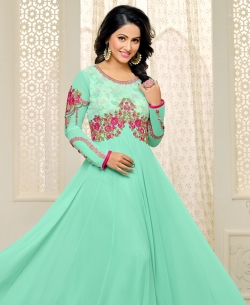 Sky Blue Georgette Printed Salwar Suits