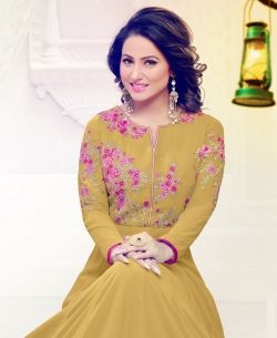 Beige Georgette Printed Salwar Suits