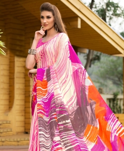Multi Satin Georgette Digital Printed Regular Sarees