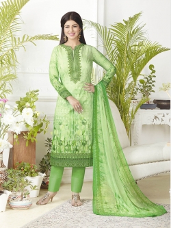 Light Green Pure Lawn Cotton Embroidery Chudidhar Suits