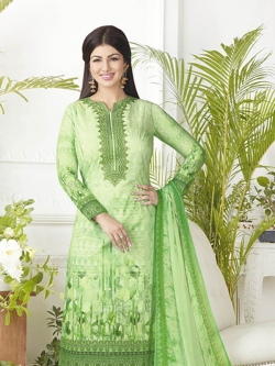 Light Green Pure Lawn Cotton Embroidery Chudidhar Suits