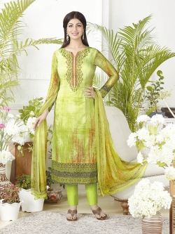 Light Parrot Pure Lawn Cotton Embroidery Chudidhar Suits